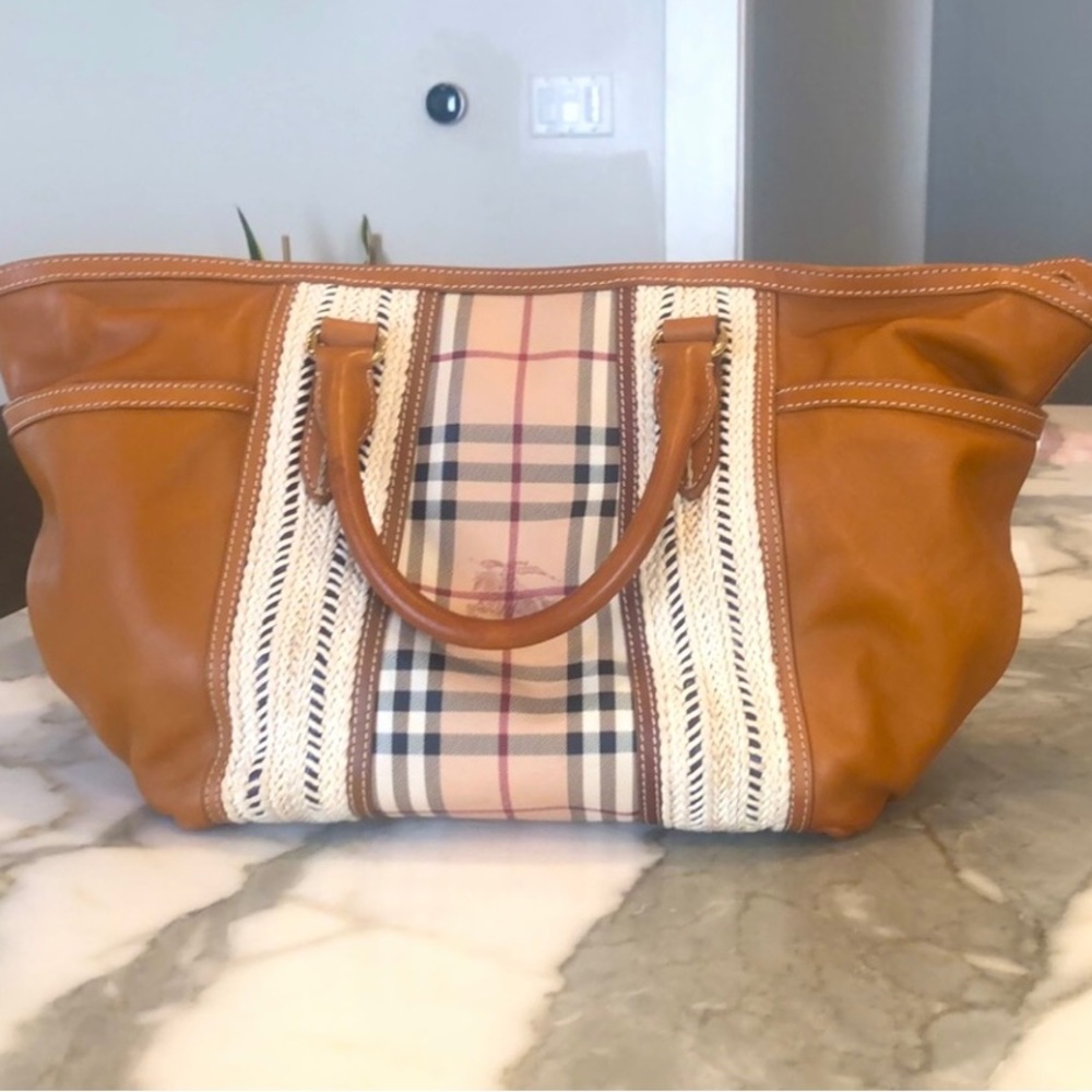 Burberry leather diaper bag